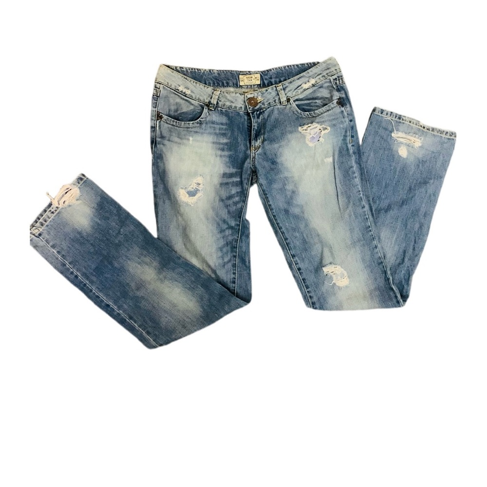 Y2K- 90s- Low Rise-SICKO NINETEEN DENIM- Distressed Blue Jeans